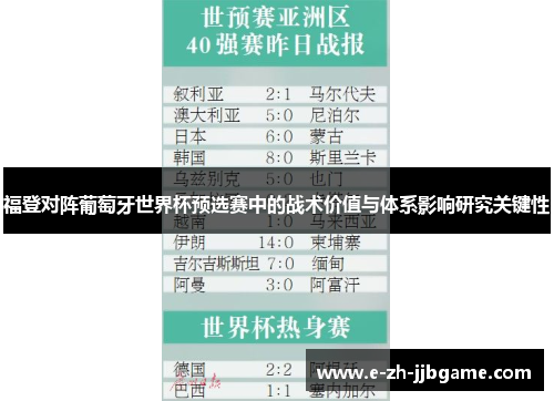 福登对阵葡萄牙世界杯预选赛中的战术价值与体系影响研究关键性
