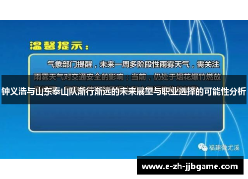 钟义浩与山东泰山队渐行渐远的未来展望与职业选择的可能性分析